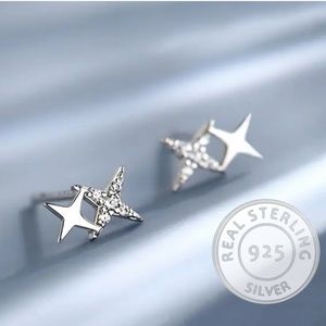 2/$30 NWT Genuine 925 Sterling Silver Star Zircon Stud Earrings